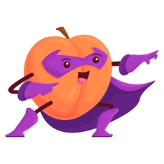Superhero Peach Classroom Fruit Transparent Sticker